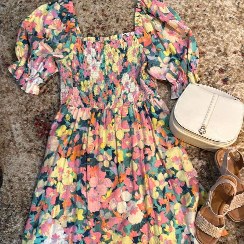 Gap Floral Puff Sleeve Dress
